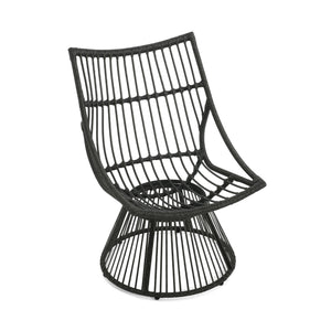 English Elm Christopher Knight Home® - ELAINE Retro Wicker High-Back Chair in Grey — PE Rattan Papasan Base, Weather-Resistant Boho Accent N775P188548G
