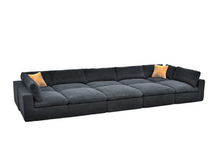 English Elm Coffee Bean Textured Modular Sectional Sofa with Toss Pillows for Modern Living Rooms Dark Gray B2748S00087