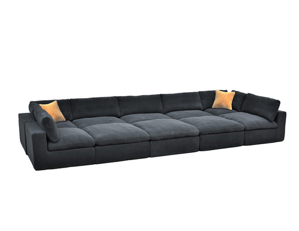 English Elm Coffee Bean Textured Modular Sectional Sofa with Toss Pillows for Modern Living Rooms Dark Gray B2748S00087