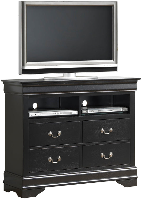 English Elm Elegant Black Media Chest | Compact 35"H x 42"W Storage Cabinet, Fully Assembled, Durable Finish B078108217