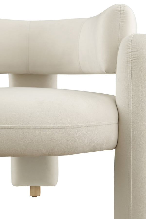 English Elm Accent Chair with Hollow Backrest for Ergonomic Support, Solid Wood Frame, Stylish Fabric Upholstery White W1420P194055