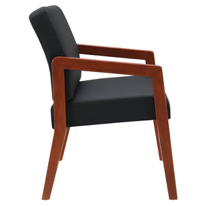 OSP Home Furnishings Wood Guest Chair with Cherry Finish Frame and Memory Foam Seat for Executive Offices Cherry WD587-U6