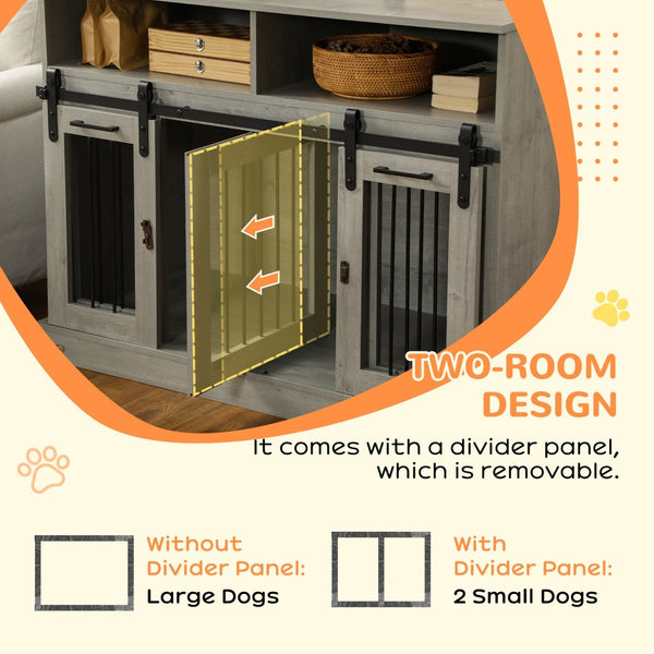English Elm Pawhut Stylish Dog Crate Furniture & Storage Console For Large Dogs Or Two Small Pets, Gray Finish W2225P217163-GIGA