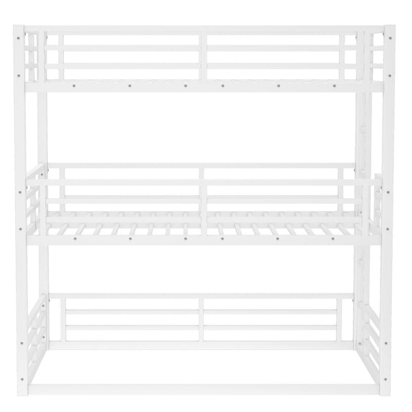 English Elm Twin Metal Triple Bunk Bed With Safety Guardrails, Heavy-Duty Space-Saving Design For Kids & Dorms W1580S00164-GIGA