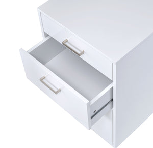 English Elm Coleen White High-Gloss 3-Drawer File Cabinet with Chrome Accents, Casters & Spacious Bottom Drawer B2726P277142
