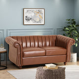 Christopher Knight Home® - Noble House - Glenmont Contemporary Channel Stitch Loveseat with Nailhead Trim