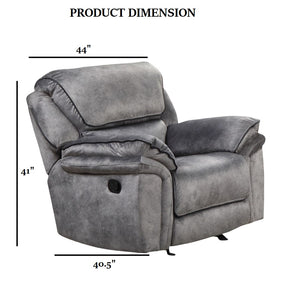 English Elm Gray Gray Transitional Leatherette Manual Recliner with Pillow-Top Arms, Contrast Welt & Drop-Down Table B2741P385168
