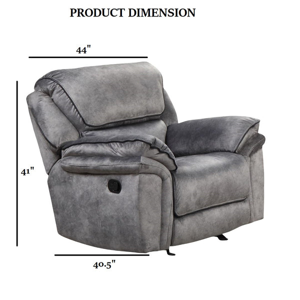 English Elm Gray Gray Transitional Leatherette Manual Recliner with Pillow-Top Arms, Contrast Welt & Drop-Down Table B2741P385168
