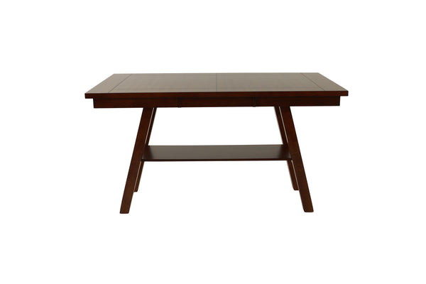 English Elm Dining Rectangle Table with Open Shelf Solid Rubberwood Finish 66" x 40" Contemporary Dining Room Centerpiece Walnut 71 L x 45 W x 7 H B011P192197