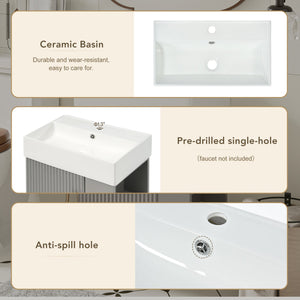 English Elm 21.6" Modern Floating Bathroom Vanity With Ceramic Sink - Stylish Space-Saving Design & Storage N729P170388E