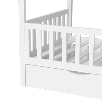 English Elm Full House Bed Cream White with Roof & 2 Storage Drawers, Solid Wood Montessori Full Frame for Kids W2992S00004