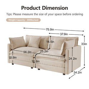 English Elm Modern Chenille Two Seat Loveseat with Deep Cushions Pillows and Solid Wood Frame W714S00893