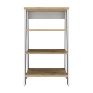 English Elm Linen Cabinet Jenne - Stylish Open Shelves In Light Oak & White Finish For Modern Storage Solutions B092122958