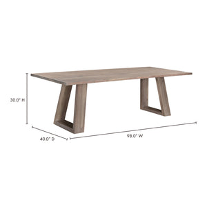 English Elm Tanya Solid Acacia Wood Rectangular Dining Table Seats Eight in Grey Finish B2769S00010