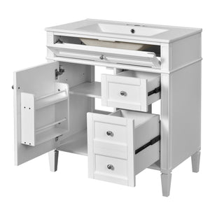 English Elm 30'' Modern Bathroom Vanity Set With Ceramic Sink & Mirror Cabinet - Stylish Storage Solution! SW000127AAK-1