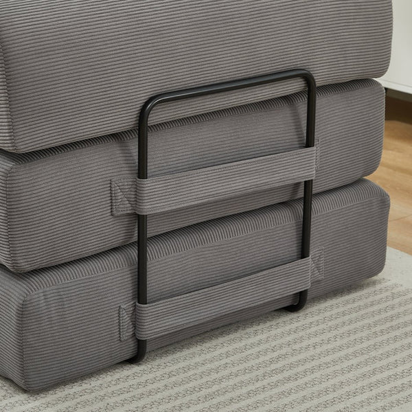 English Elm Folding Sofa Bed Corduroy Convertible 78.5" 3-Seater to Bed No-Assembly Foam Spring Comfort Grey W2915P343898