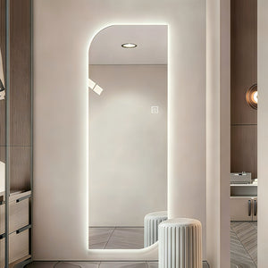 English Elm 65" Arch Full Length Wall Mirror with Dimmable Led Lighting for Bedroom or Entryway W2709P435572
