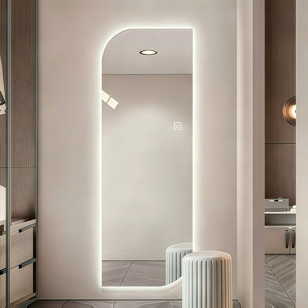 English Elm 65" Arch Full Length Wall Mirror with Dimmable Led Lighting for Bedroom or Entryway W2709P435572
