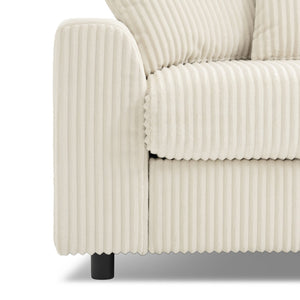 English Elm 114*64'' Corduroy Cloud Sectional with Bluetooth Speakers Usb Charging Ottoman Lounge Sofa N723S9756A
