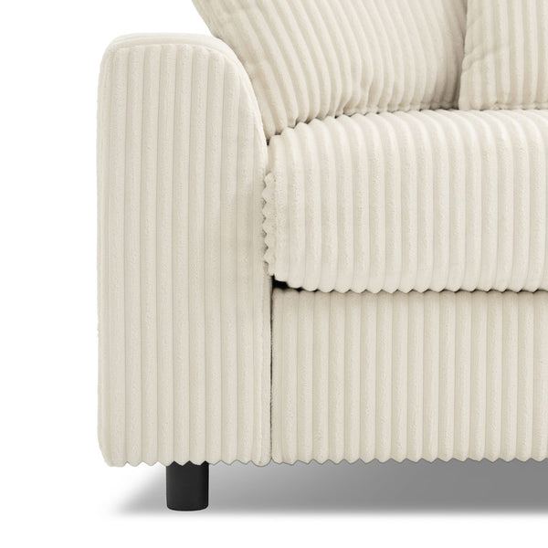 English Elm 114*64'' Corduroy Cloud Sectional with Bluetooth Speakers Usb Charging Ottoman Lounge Sofa N723S9756A