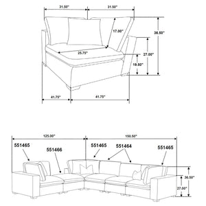 English Elm Murtagh Six Piece Modular Sectional Soft Fabric Lounge Sofa with Tapered Wooden Legs B062S01582