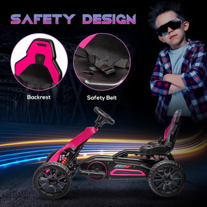 English Elm Aosom Kids Pedal Go Kart with Swing Axle Handbrake and Adjustable Seat for Ages 3 to 8 W2225P217196