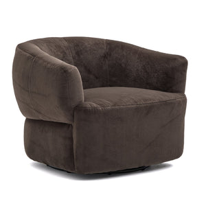 English Elm Plush Barrel Swivel Accent Chair Velvet Upholstered 360 Degree Base Living Room Black,Dark Brown N776P403621M