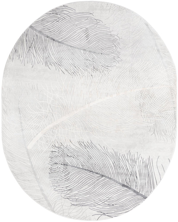 Unique Loom Finsbury Camilla Machine Made Botanical Rug Gray, Ivory/Beige 7' 10" x 10' 0"