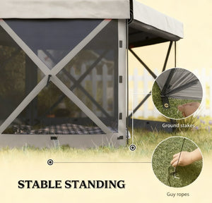 English Elm Tent Hexagonal Pop up Gazebo Oxford Canopy with Mesh Walls Seats up to 12 Outdoors T3971P426949