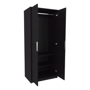English Elm Trappe Eco Armoire Black — Sleek Engineered Wood Storage with Adjustable Shelves, Reinforced Frame B092P315568