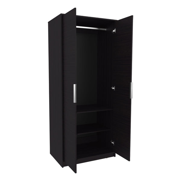 English Elm Trappe Eco Armoire Black — Sleek Engineered Wood Storage with Adjustable Shelves, Reinforced Frame B092P315568