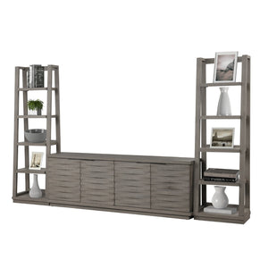 Parker House Pure Modern 76 In. Console with Pair Of Angled Etagere Bookcase Piers Moonstone Oak Solids / Oak Veneers PUR#76A-2