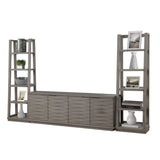 Pure Modern 76 In. Console with Pair Of Angled Etagere Bookcase Piers