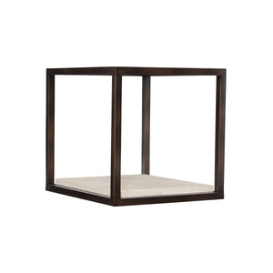 Bernhardt Bernhardt Modern Kinsley End Table With Bronze Glass Top, White Travertine Shelf & Casters For Luxe Style 533121
