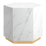 Homelegance By Top-Line Blaise Faux Marble End Table with Casters White Marble