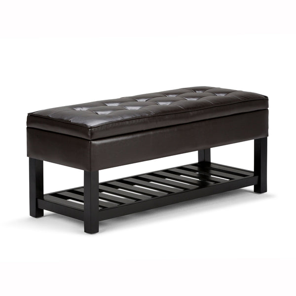 English Elm Cosmopolitan Storage Ottoman Bench In Tanners Brown - Stylish, Functional, And Child-Safe Design B136P159780