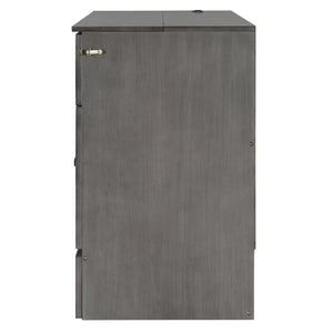 English Elm Queen Murphy Wall Bed with Usb Ports Storage Drawers and Cabinet Style Panel Front Gray N708S00006AAE