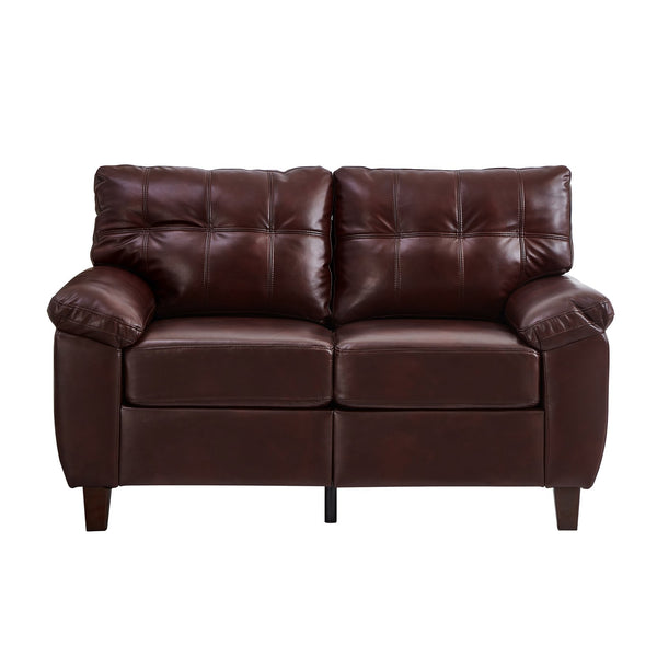English Elm 59" Club Style Tufted Pu Leather Loveseat with Hidden Storage and Wide Padded Armrests Burgundy W1097S00244