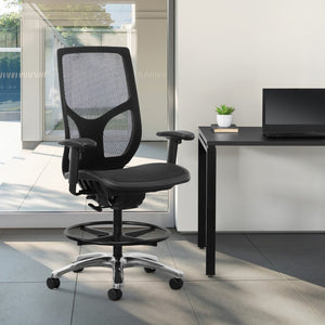 OSP Home Furnishings Progrid Mesh Back Drafting Chair with Lumbar Support for Studio and Standing Desk Use 99583MDC-3