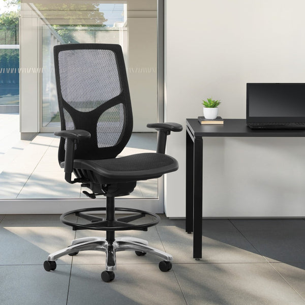 OSP Home Furnishings Progrid Mesh Back Drafting Chair with Lumbar Support for Studio and Standing Desk Use 99583MDC-3
