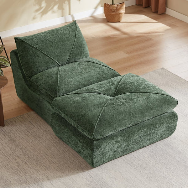 English Elm Modern Chenille Modular Sofa with Built-in Foot Pedals for Comfortable Living Rooms Green W3396P463872