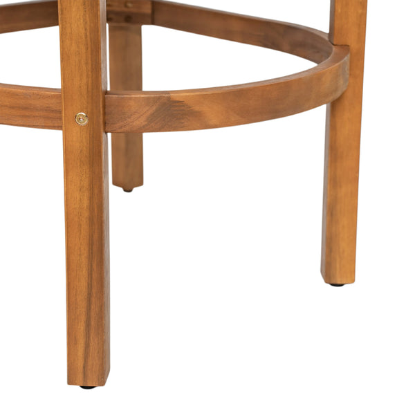English Elm Christopher Knight Home® - Abaco Acacia Outdoor Barstool Set of 2 with Removable Gray Cushions, Rustic Curved Back Support Teak+ Beige N775P294071T