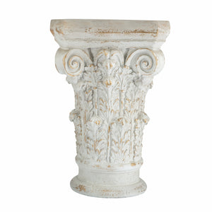 English Elm 16x16x24.5" Classical Scrollwork Pedestal with Distressed Gold Accents for Elegant Displays W2078P484428