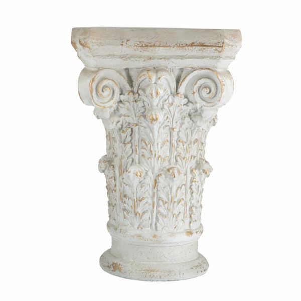 English Elm 16x16x24.5" Classical Scrollwork Pedestal with Distressed Gold Accents for Elegant Displays W2078P484428
