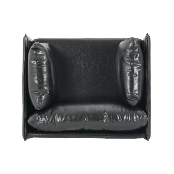 English Elm Christopher Knight Home® - 39" Vintage Black Faux Leather Lounge Chair - Stylish Comfort With Durable Build For Any Space N767P208310K