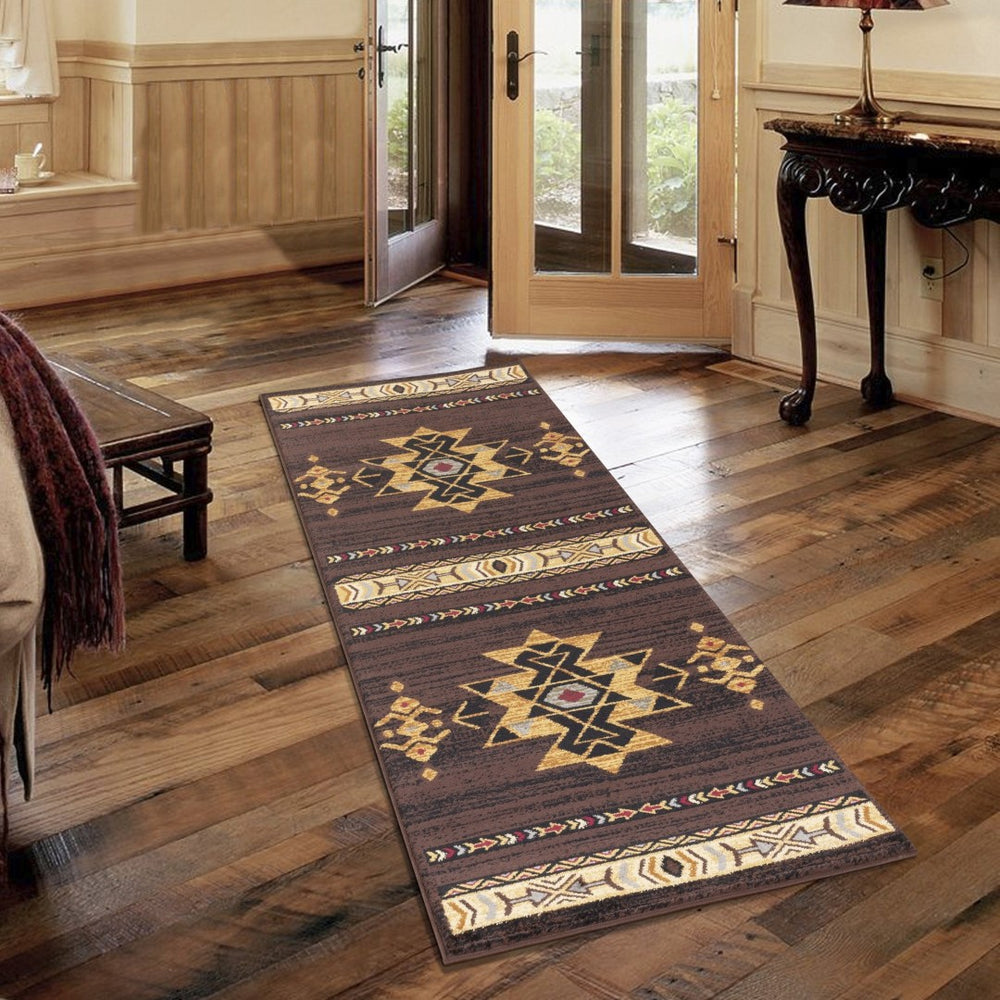 English Elm Tribes Brown Southwest Area Rug 2'7" X 7'3" - Durable, Soft, Stain-Resistant For High Traffic Areas B186P180998-GIGA