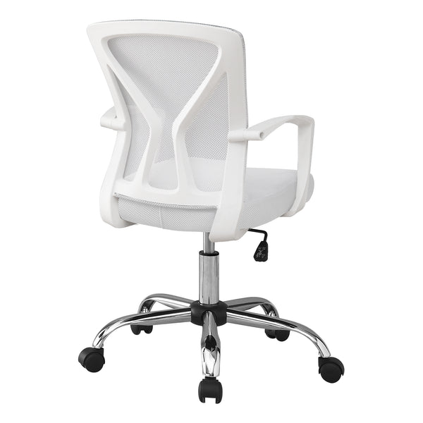 English Elm Office Chair - Ergonomic Adjustable Height Mid-Back Design With White Mesh & Chrome Base For Comfort B2710P219780