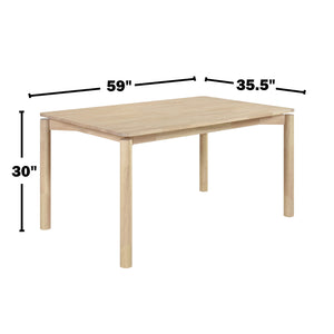 English Elm 59-inch Solid Wood Rectangular Dining Table White Washed Finish Seats Four Farmhouse Style B016P445227