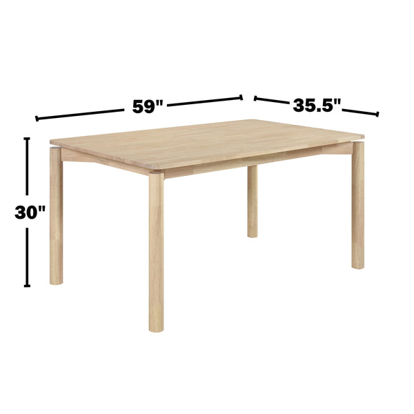 English Elm 59-inch Solid Wood Rectangular Dining Table White Washed Finish Seats Four Farmhouse Style B016P445227
