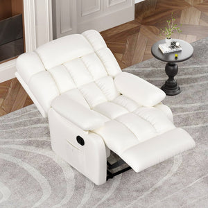 English Elm Recliner Rocker Chair Upholstered with Side Pocket and Footrest for Living Room T3623P438638
